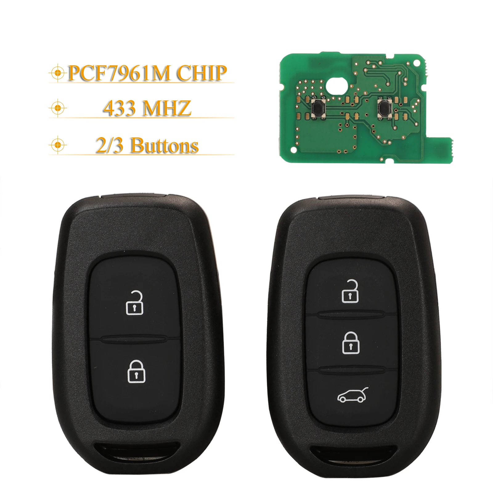 

jingyuqin 2/3Buttons Replacement Remote Key Fod 433Mhz PCF7961M Chip For Renault Symbol Trafic For Dacia Duster Logan Sandero