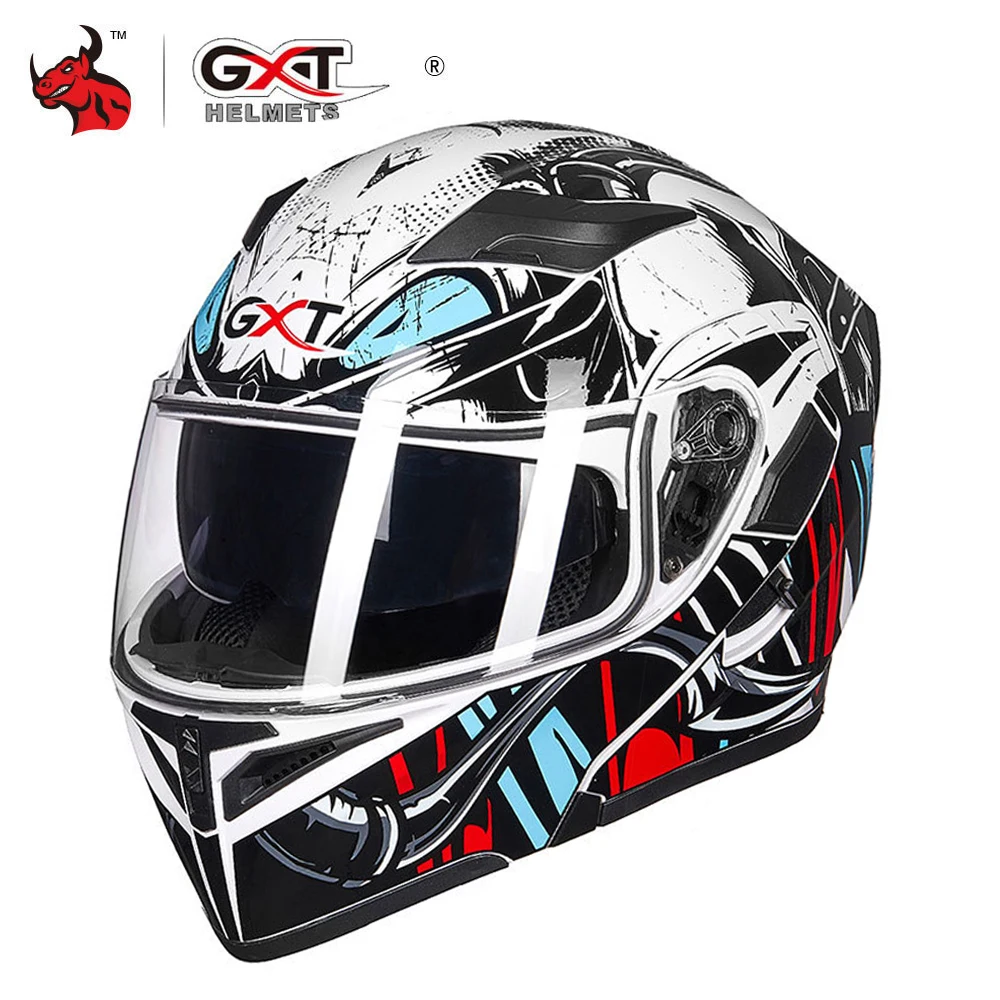 

GXT Motorcycle Helmet Moto Helmet Motocross Flip up Capacete da Motocicleta Cascos Doublel Lens Racing Riding Helmet#