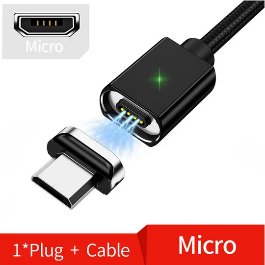 Олаф Магнитный Usb кабель для зарядки Micro Usb шнур для мобильного телефона huawei Быстрая зарядка usb type C кабель магнит зарядное устройство провод шнур - Цвет: Black micro usb