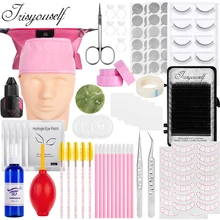 Irisyouself cílios extensão kit de treinamento exercício prática modelo cabeça ferramentas kit enxertia prática conjunto formação cabeça ferramenta