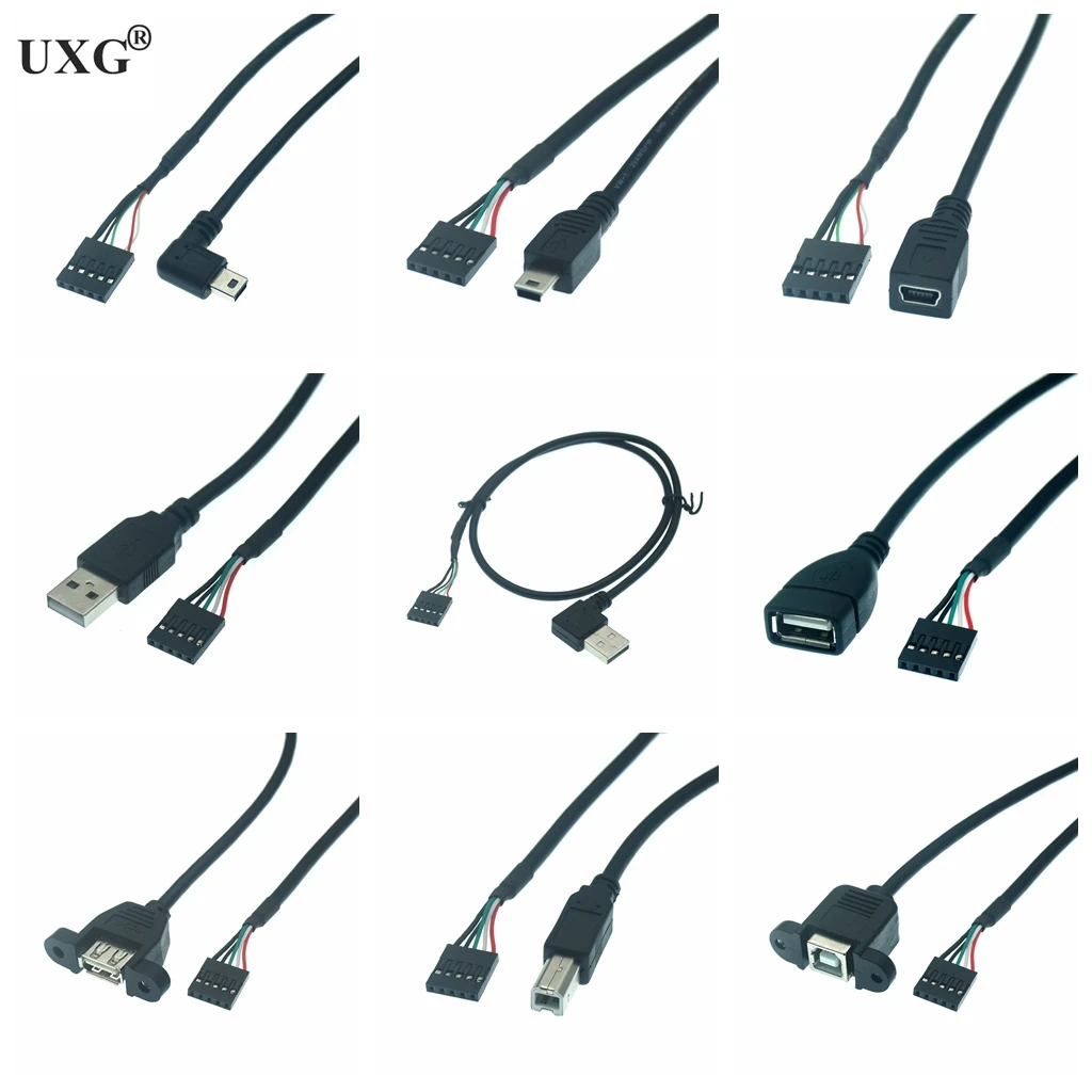 Conector USB 2,0 tipo B hembra para impresora, montaje de Panel a paso, 2. 54mm, 5 pines, carcasa Mini Micro USB, placa base PCB, Cable de 0,5 m|Conectores y cables de ordenador| - AliExpress