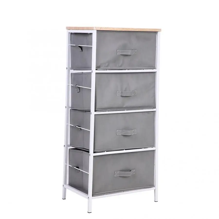 Storage Cabinet 4 Removable Drawers Bins Rack Shelf Iron Frame