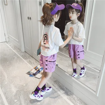 

Girls net red suit 2020 new foreign trend big children clothes fashionable summer girl two-piece summer dress