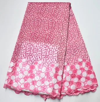 

Latest organza lace fabric with sequins african lace fabric high quality 5yards african french tulle net lace for dress PS-Q356