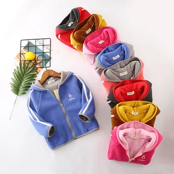 

2020 Children coat spring autumn boys girls hooded zipper double polar fleece jacket infants 3-9 years tops kids clothes