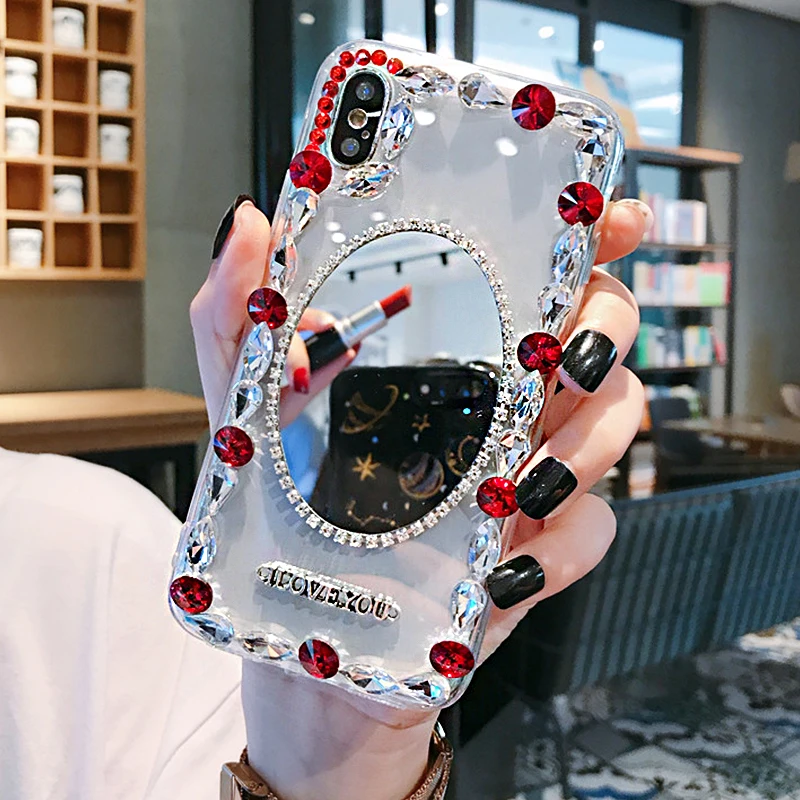 

Fashion Bling Sequins Gasbag Mirror Case For SAMAUNG NOTE4 5 7 8 9 A3100 SAMAUNG A8 A9 Plus STAR A530Airbag Soft TPU Phone Cover