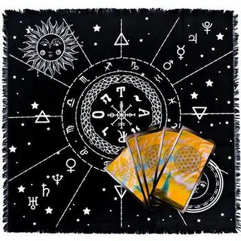 

Altar Tarot Cloth Tarot Cotton Black Tablecloth For Tarot Enthusiasts Psychological Counselors Magicians And Game Play 60*60CM