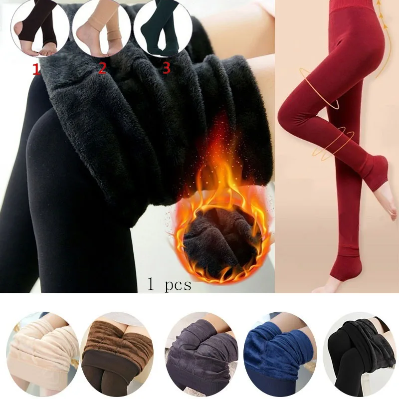 

Women Casual Warm Legging Winter Plus Velvet Leggings Ankle-Length Keep Warm Solid High Waist Pants Large Size Women Leggings
