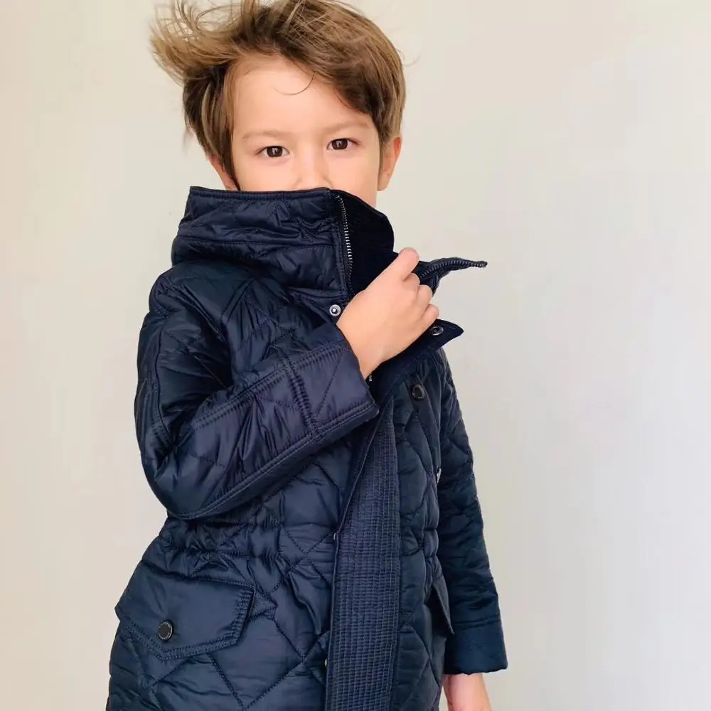 

Boys winter jacket cotton padded navy color boys outwear jacket boutique kids clothes