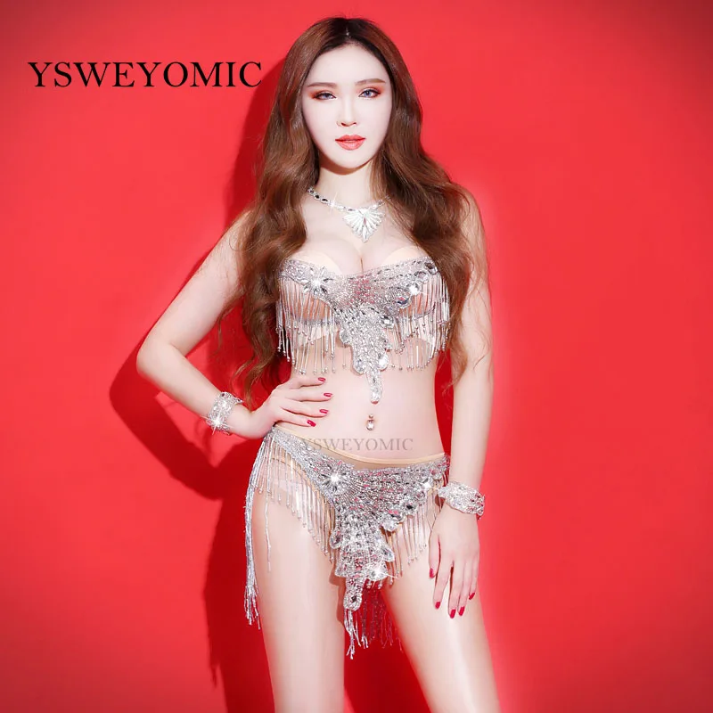 Сексуальное бикини с серебряными кисточками ГОГО, боди для выступлений певицы, танцевальный костюм, клубный костюм для женщин