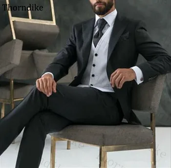 

Thorndike Elegant Men Suit 3 Pieces Set Business Suit Men Peaked Lapel Formal Office Wear Suit For Men Custom Made Wedding Suits