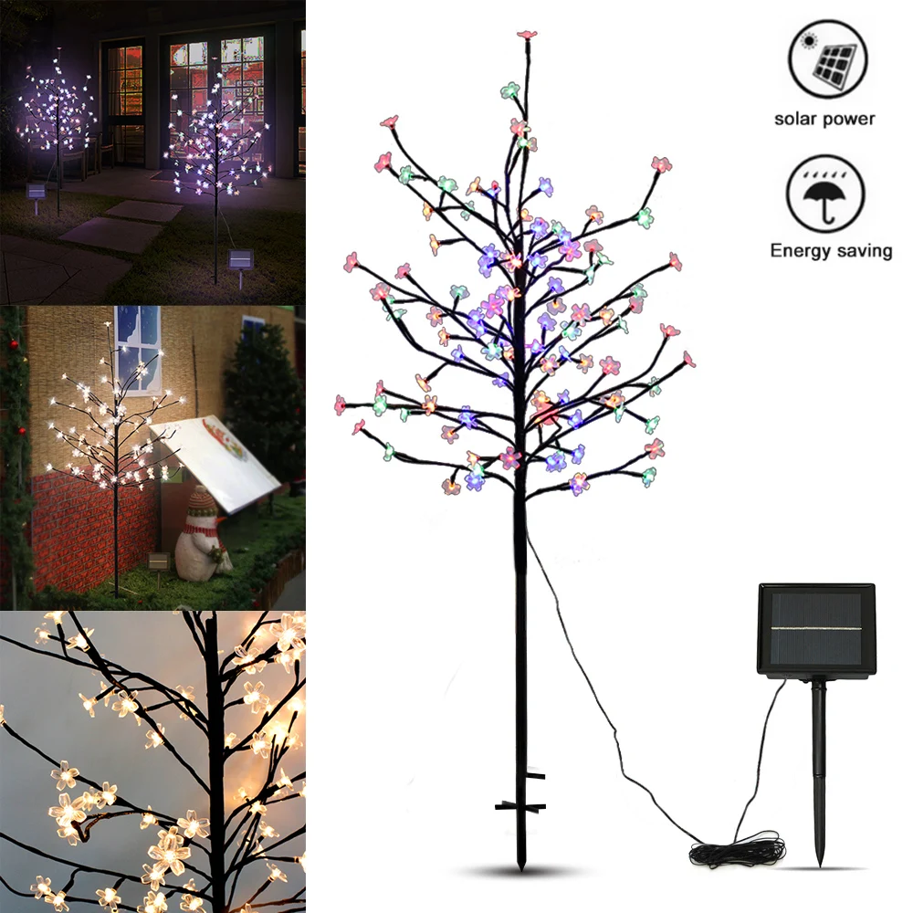 Luzes para Jardim ao ar Festa de Casamento Luzes da Árvore de Natal à Prova Dwaterproof Água Solar Cherry Tree Livre Pátio Decoração Lâmpada 1.5 m 104 Led 2 À prova dwaterproof água 1.5 m 104