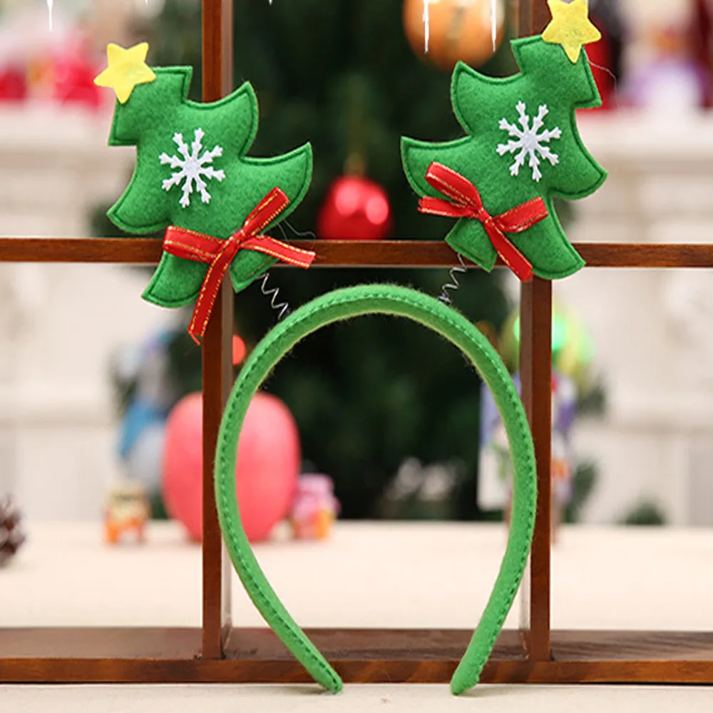 Милый обруч на голову с рождественской елкой аксессуары Navidad Рождественская повязка на голову обруч Cerchietto Natale Рождественский обруч - Цвет: Green