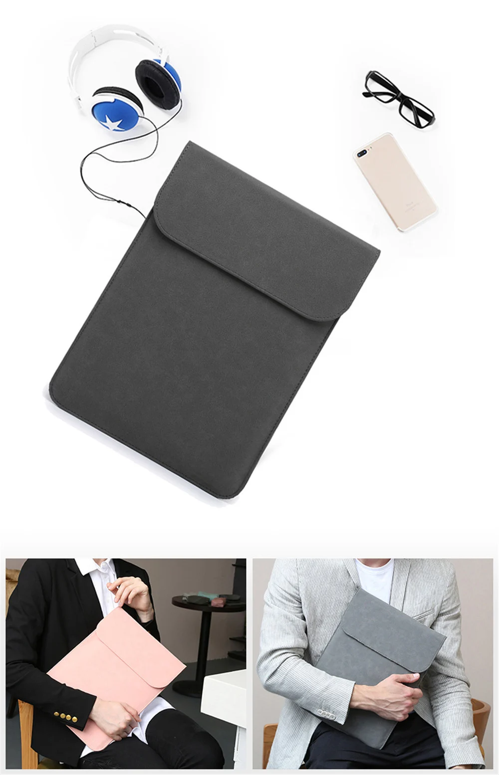 Portable PU Laptop Sleeve Bag Notebook Handbag Case For Macbook Air Pro 11 12 13 Retina New Pro 13.3 15.4 Touch Bar Cover