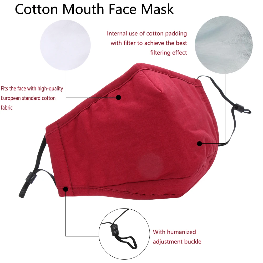 Unisex Cotton Mouth Mask PM 2.5 Filter Windproof Mouth Face masks anti dust mask Activated carbon filter Mask