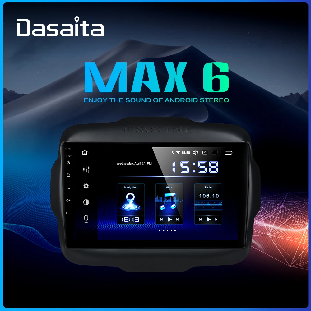 Dasaita 9\ Android 9.0 Multi Touch Screen Car Radio for Jeep Renegade GPS 2016 2017 HDMI 2.5D IPS Touch Screen TDA7850 Bluetooth