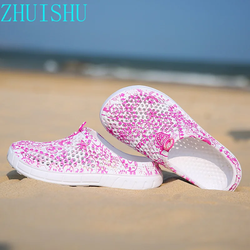 Slippers Beach Shoes Couples Non-Slide Outdoor Breathable Unisex Womens Shallow Solid