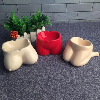 

Creative Body Part Ashtray Ceramic Ash Holder Cigarette Ashtray Home Small Ornaments for Patio Outdoor Indoor Home, Red, Beige