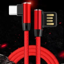 

New L Type 90 Degree Double Sided USB Cable Blind-Mating USB Type-C Micro USB Wire Mobile Phone Charger 2.4A Fast Charging Cord