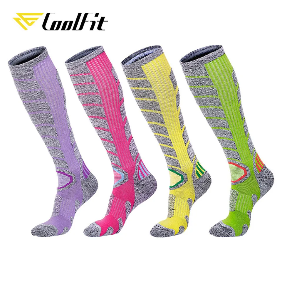 CoolFit 1 Pair Long Ski Socks Thicker Cotton Outdoor Sports Camping Hiking Snow Soft Sock Snowboard Climbing Winter Warm Thermal