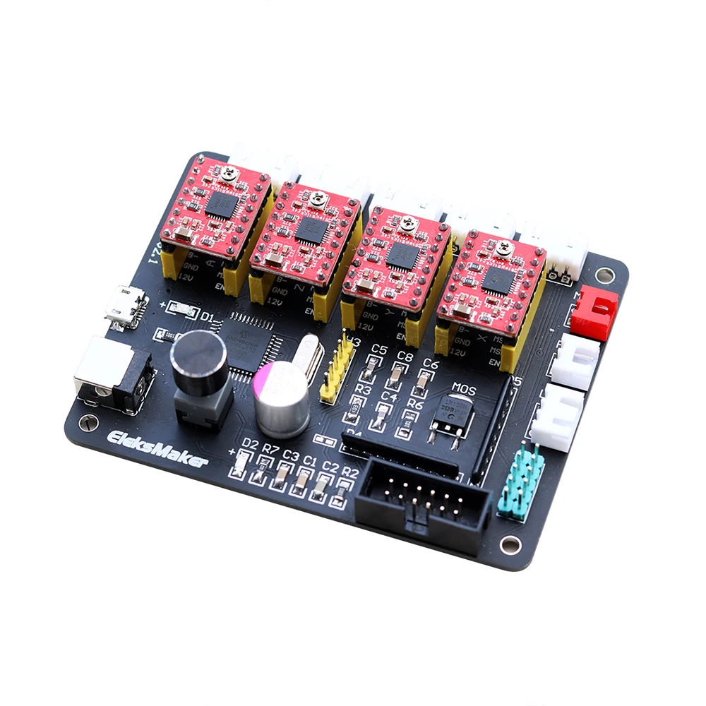 

Hot EleksIVAxis XYZA 4 Axis Stepper Motor Driver Controller Board Control Panel + USB Cable + 2P+ 3P+4P Lines For DIY Laser Engr