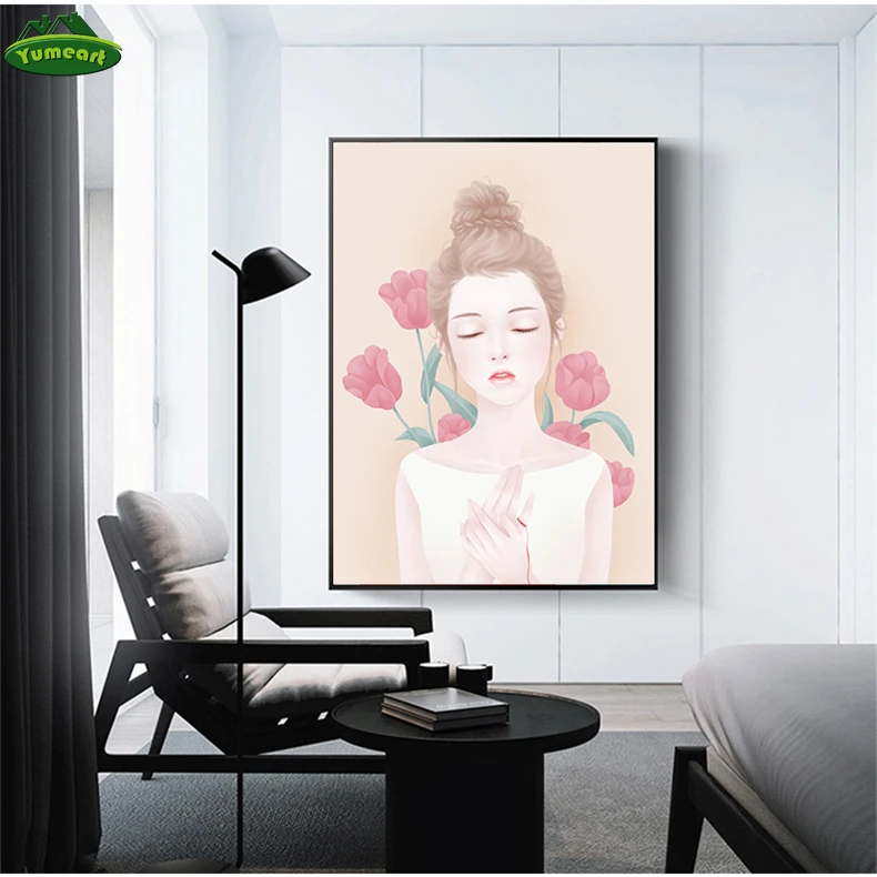 Princess Flower Angel Girl Room Decor Cartoon Swan Wall Art Canvas Painting Portrait Poster Wall Picture For Living Room Decor
