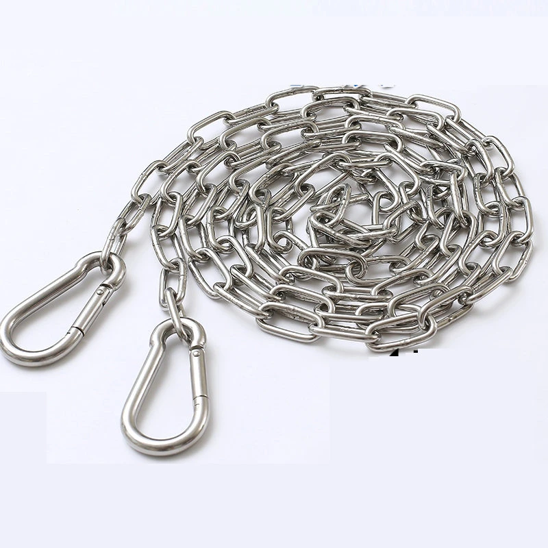 Hq Sc01 Stainless Steel 304 Long Link Chain Dog Lead Leash Chain Pet Drag Chain Binding Clothesline Chain With Two Snap Hook Chains Aliexpress