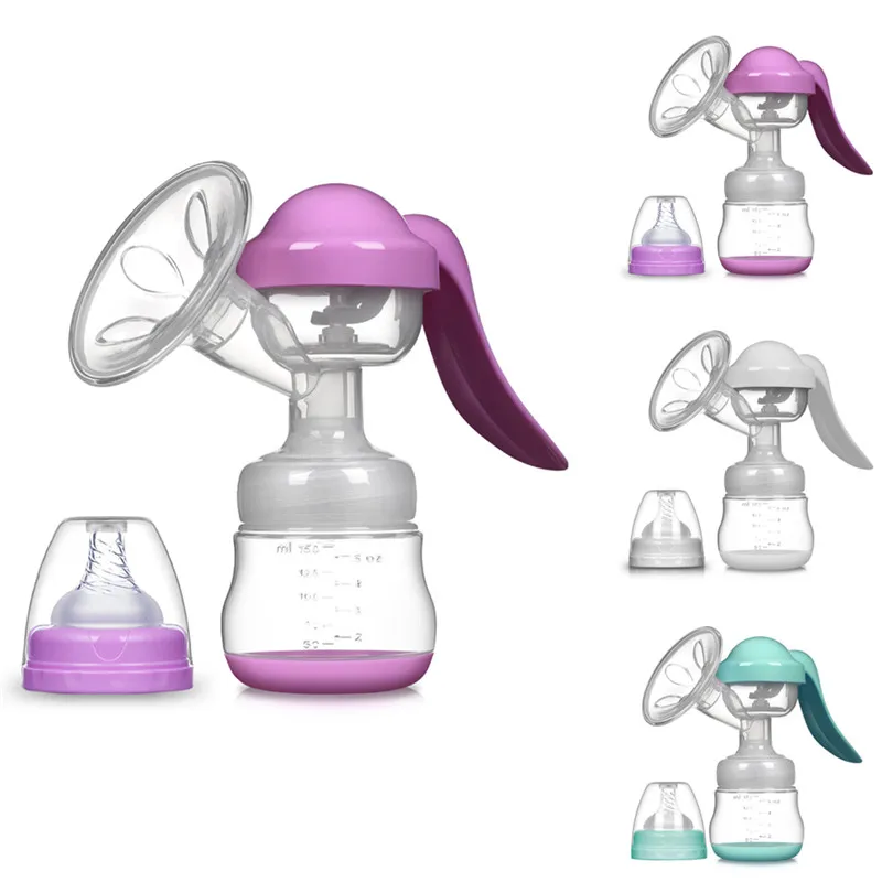 Manual Breast Pump Silicone Powerful Baby Nipple Suction 150ml Milk
