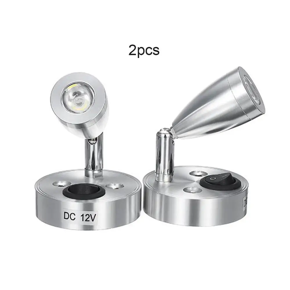 2pcs DC12V 3W 6000K Cold White LED Spot Reading Light RV Caravan Camp Boat Wall Bedside Lamp Boat Home Trailer Interior lighting