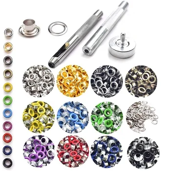 

600 Sets 3/16 Inch Assorted Color Grommets Kit Metal Eyelets with 3 Pieces Install Tool Kit for Clothes DIY Project