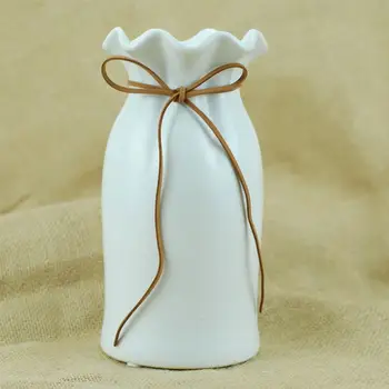 

1pc Plain Ceramic Vase Wave Mouth Vase Ceramic Flower Holder Desktop Ornament Flower Arrangement Bottle Home Decor