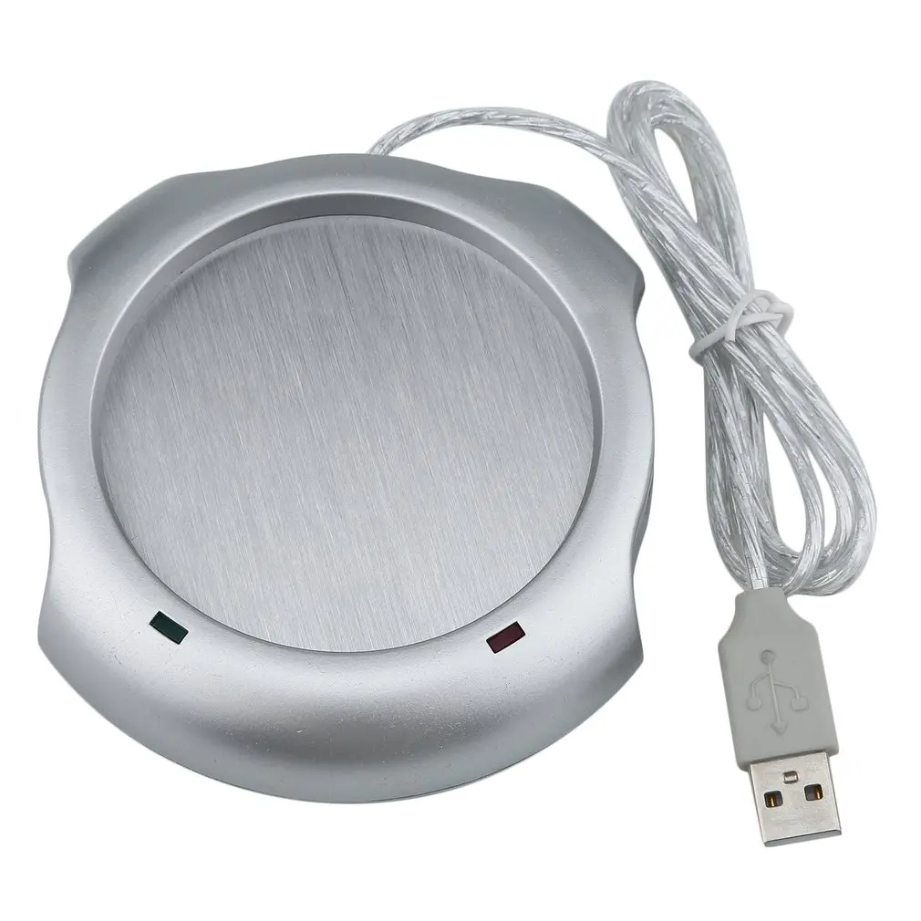 USB Warmer Sliver Warm Tea Coffee Cup Mug Warmer USB Heater Pad 50°C Max Liquid Temperature with