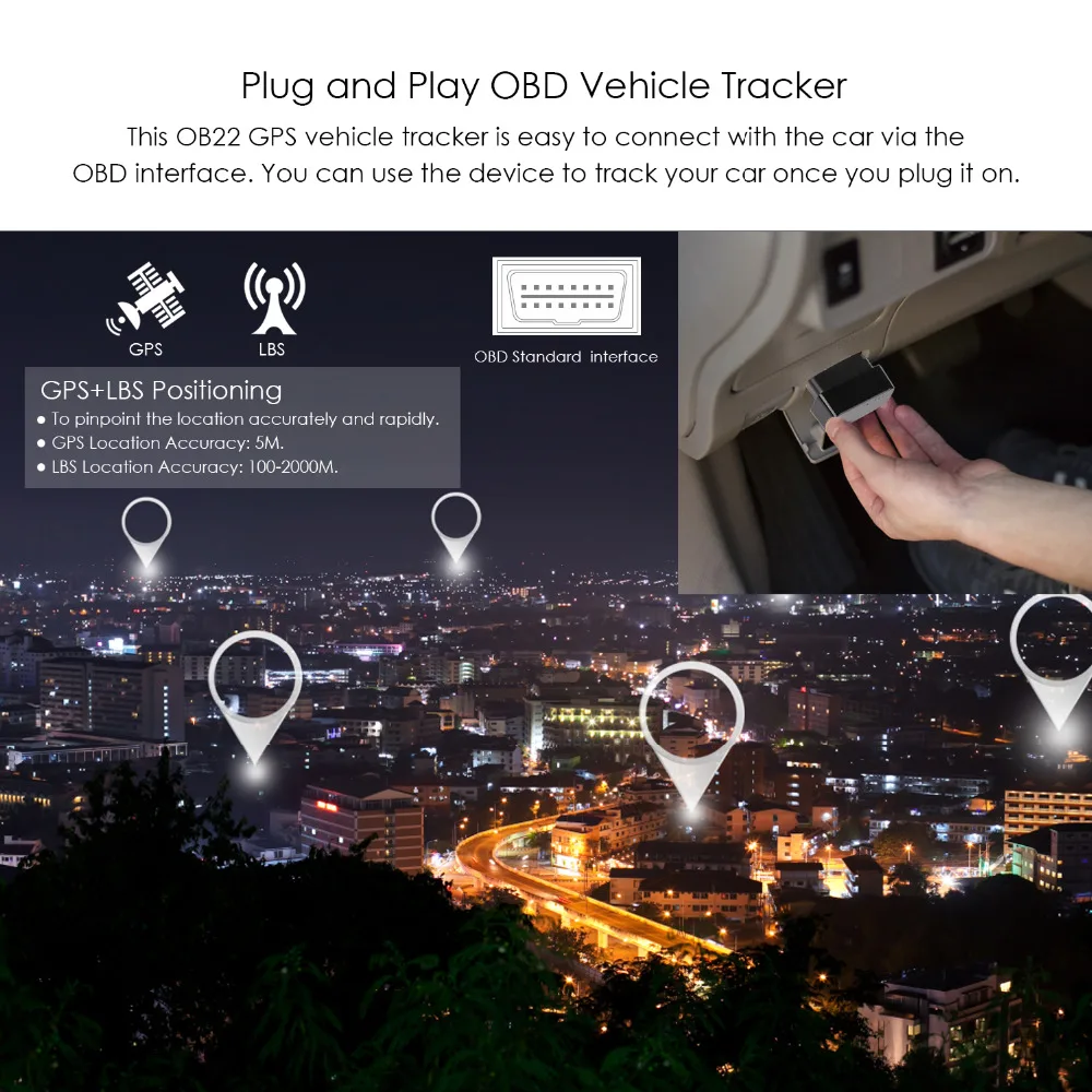 Автомобильный GPS трекер Prazata OBD2 OBD автомобильный OB22 голосовой монитор Geo fence сигнал