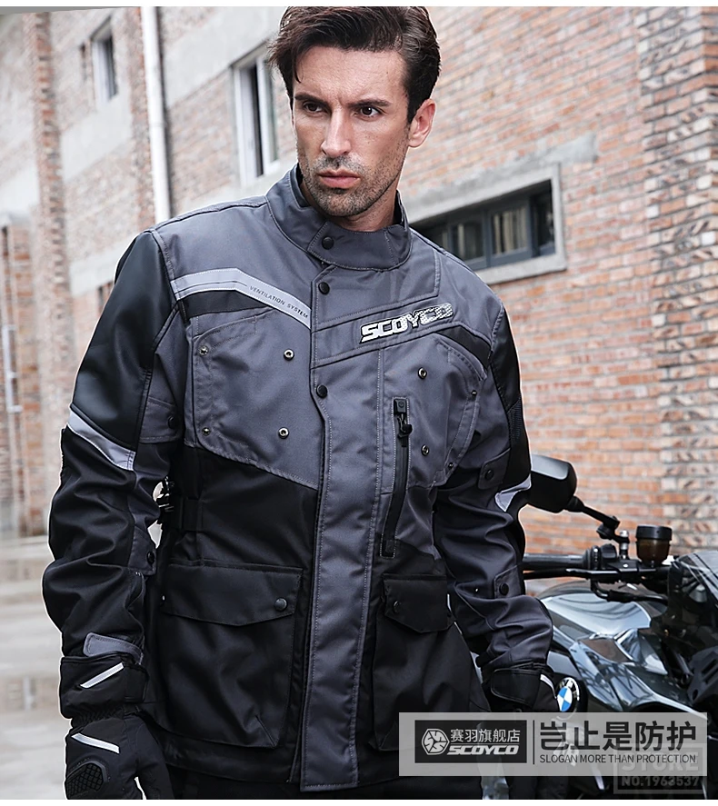 SCOYCO, водонепроницаемая мотоциклетная куртка для мужчин, Chaqueta Moto, мотоциклетный костюм, куртка для мотокросса со съемной защитой