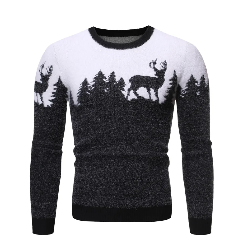 

Feitong 2019 Christmas Sweater Men Fashion Printed Knitted Pullover Sweater Coat Winter Warm Sweaters Pull Homme