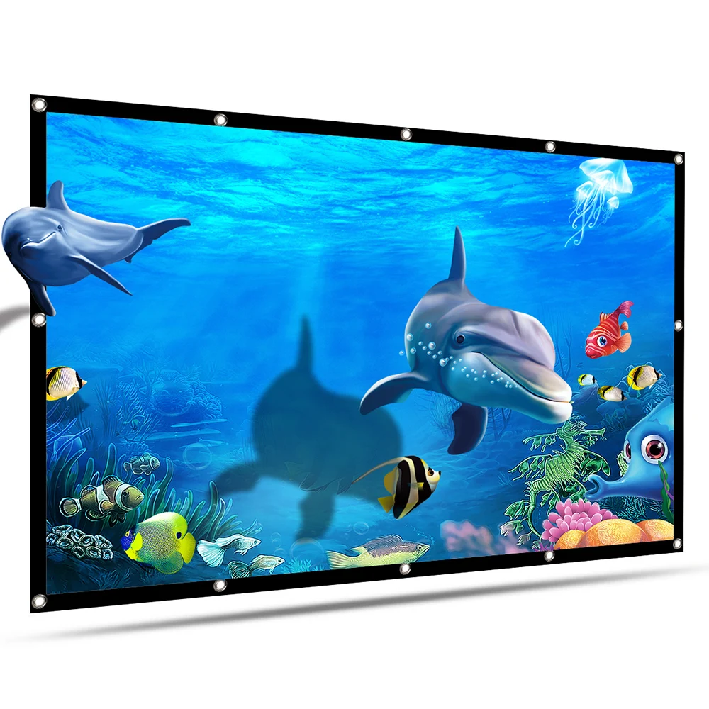 Портативный HD проектор экран 100 дюймов 120 16:9 сложенный толстый прочный