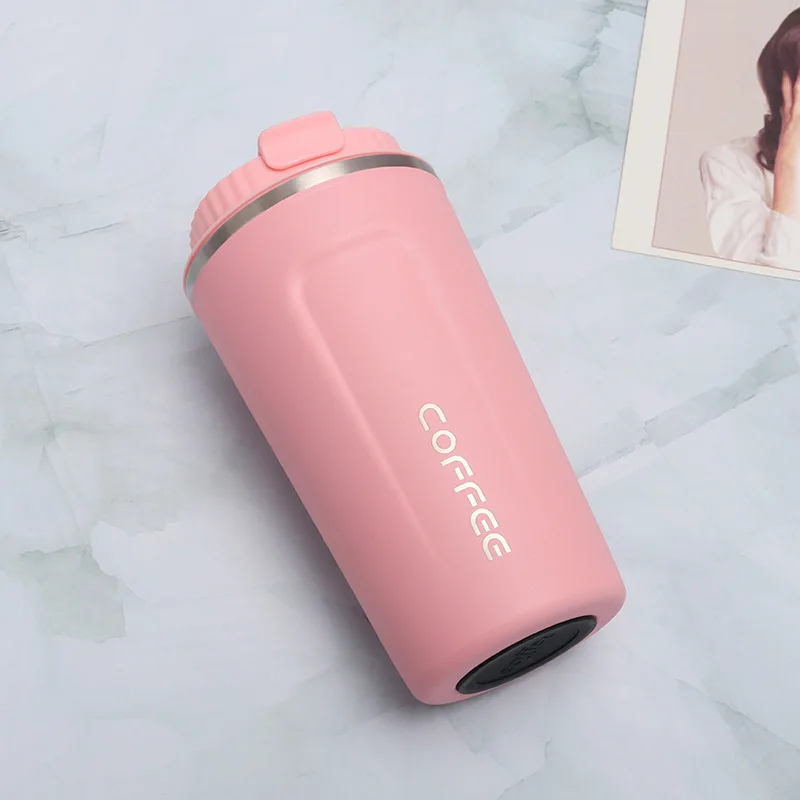Pink 380 мл/510 мл Термос из нержавеющей стали для кофе, кружка, портативные автомобильные термосы, Термокружка для путешествий, бутылка для воды, Термокружка - Цвет: Pink