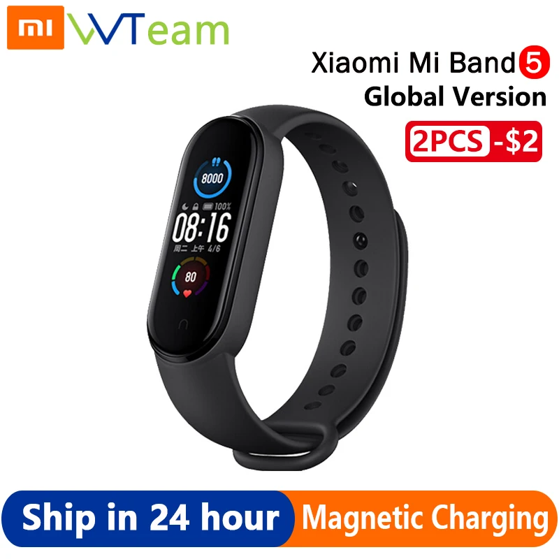 Смарт-браслет Xiaomi глобальная версия Mi Band 5 4 цвета Bluetooth спортивный фитнес-трекер |