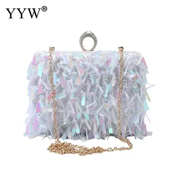 

Sequin Clutch Bag With Chain Women'S Evening Clutch Bag Stain Fabric Bridal Purse For Wedding Prom Night Out Party Cocktail Sac