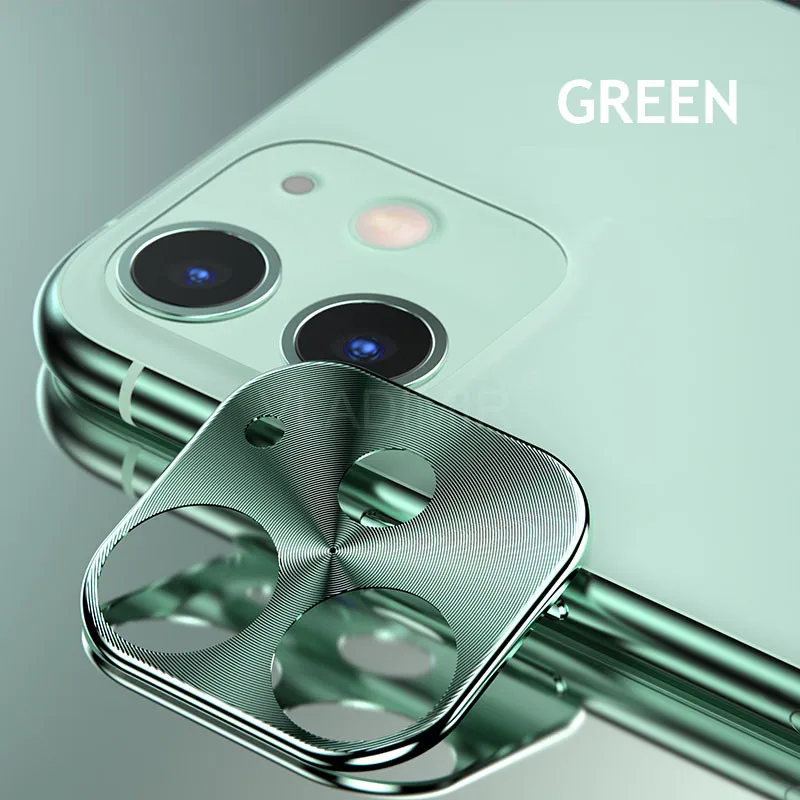 Для iPhone 11 Pro Max задняя камера чехол с металлическим кольцом 360 Полное покрытие Задняя камера объектив Защита экрана для iPhone11 защитное кольцо - Цвет: Green