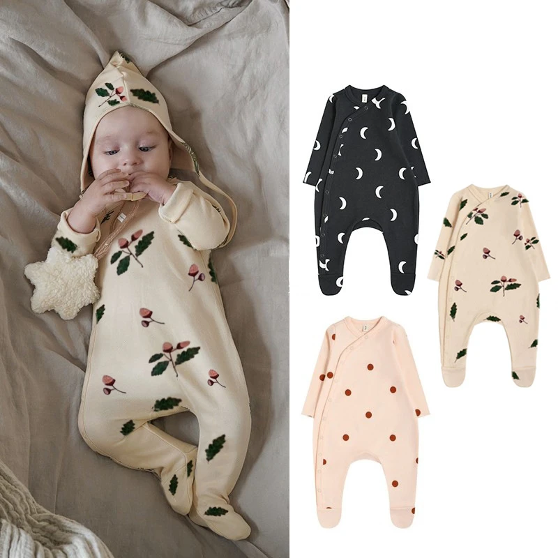 Bamboo fiber children's clothes 0-24M Newborn Kid Baby Boy Girl Winter Clothes Print Pajama Romper Cute Jumpsuit Baby Organic Cotton Clothes Photography Outfits carters baby bodysuits	