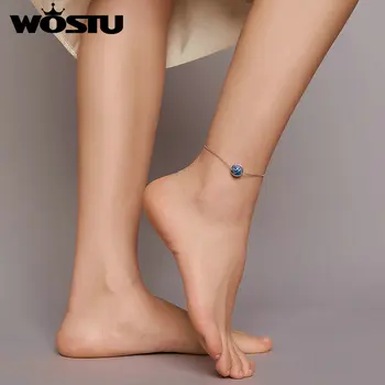 

Wostu Anklet 100% 925 Sterling Silver Mysterious Aurora Murano Glass Chain Anklet for Girls Foot Bracelet Jewelry Gift FNT003