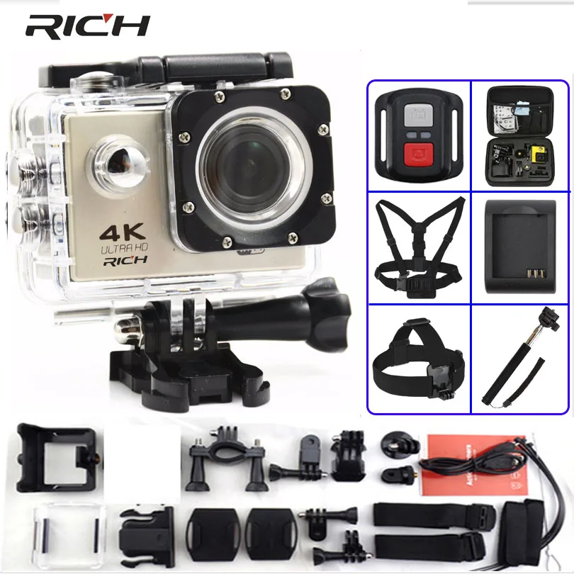 Экшн камера RICH F60 F60R Ultra HD 4K/30fps Wi Fi 2 0 дюйма 170D go водонепроницаемая подводная