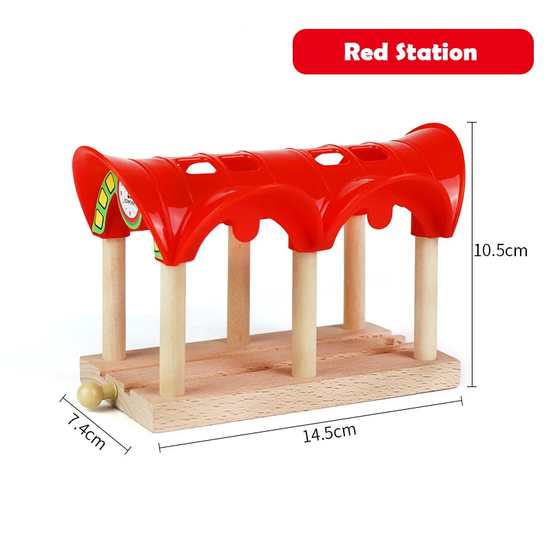 Wooden Track Railway Accessories Bridge Train Station Tunnel Cross Compatible All Brands Wood Track Educational Toys for Kids 31