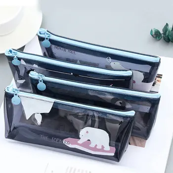 

Cartoon Transparent Cartoon Animal Printed Pencil Case Cute Pencil Storage Bag Portable Pouch Office School Supplies Bag