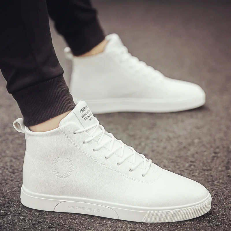 

2019 New Style Autumn White Shoes Men Casual Trend Online Celebrity Sneakers Korean-style Versatile Trendy Shoes Hight-top Men S