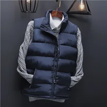 Мужская жилетка стиль осень и зима пуховое хлопковое приталенное теплое пальто однотонное повседневное красивое пальто со стоячим воротником