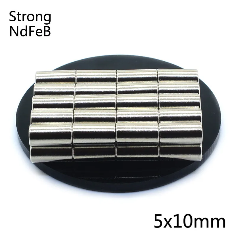 10Pcs 5x10mm N35 Neodymium Magnet Mini Disc Dia 5mm x 10mm Strong Powerful Round Cylinder magnetic magnets wholesale 5*10