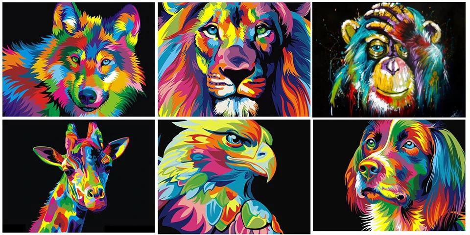 DIY 5D Diamond Painting Animals Lion Tiger Cat Dog Cross Stitch Kit Full Drill Embroidery Mosaic Art Picture of Rhinestones Gift