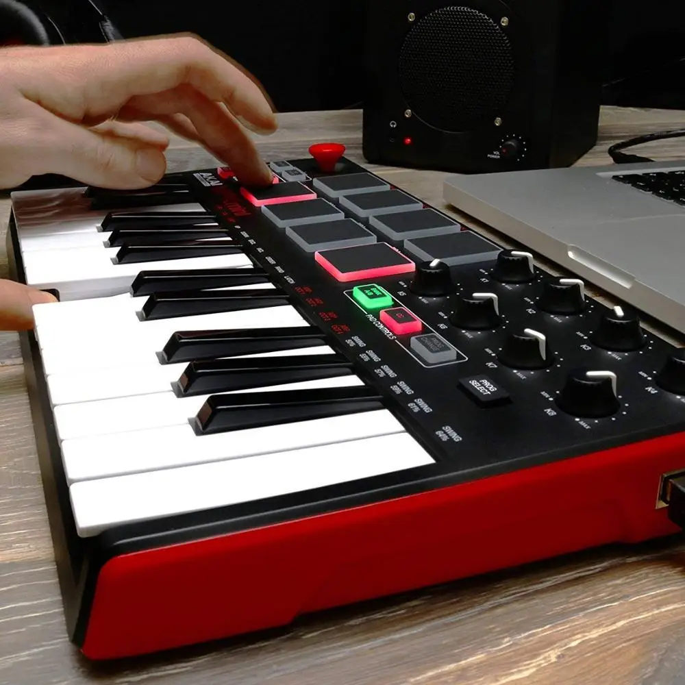 Akai Профессиональный MPK Mini MK2 MKII-25 ключ ультра портативный USB MIDI drum pad и контроллер клавиатуры
